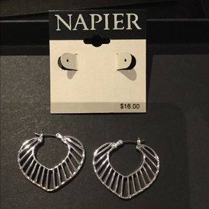 Napier Silver tone Leaf Hoops